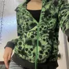 Kadın Hoodies Sweatshirts Xingqing Kafatası Sweatshirt Yeşil Grafik Uzun Kollu Kapşonlu Üstler Y2K Estetik Kapşonlu Kadınlar 2000S Gotik Punk Coat 230206