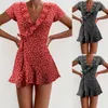 Летнее женское платье Floal Aline Sweet Elegant Floral Ruffles vneck Bandage Short For Lady Chic Flowers Mini 220615