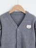 Toddler Boys Bear Patched Argyle Pattern Cardigan SHE01