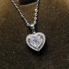 شكل قلب 3CT مويسانيت الماس قلادة حقيقية 925 ستيرلنج سحر سحر الحفل معلقات الزفاف للنساء المجوهرات الراقية