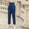 Korean style Women's harem Pants Chic OL straight high waist silk Trousers Spring Summer fashion casual Streetwear 220325