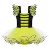 Ropa de escenario para niñas disfraces de abejas de abejas malla tutu tutu dancewear vestido para carnaval up
