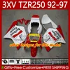 Kit de carrosserie pour Yamaha TZR250-R TZR250RR YPVS 3XV TZR250R 92-97 117No.118 TZR 250 TZR250 R RS RR Blanc violet 1992 1993 1994 1995 1996 1997 TZR-250 92 93 94 95 96 97 Carénage OEM