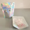 Återförslutningsbar plast detaljhandel med klart barnsäkra förpackningar holografiska transparent påse lukt bevis mylar väska för torra blommor förpackning bagg