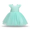 Toddler Baby Girls 1st Birthday Dresses V-back Bow Elegant Princess Party Wedding Dress for Kids Ruffles Children Tutu Gowns G220428