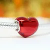 Charms cuore rosso metallizzato 925 Charms Pandora in argento per bracciali Kit per la creazione di gioielli fai-da-te Perline sparse Argento all'ingrosso 799291C02