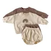Baby Boys And Girls Rainbow Clothing Set Kids Casual Long Sleeve Pullover Sweatshirt Tops + Shorts Children Clothes 220419