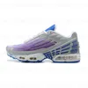 Designer TN PLUS 3 Tuned III Mens Sports Sports Sapatos a laser Azul Branco Couro Aquamarina Obsidiana Hiper Violet Defra