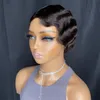 Brazylijskie krótkie pixie pocięte peruki ludzkie peruki włosy naprawdę urocze fala palców fryzury dla czarnych kobiet pełne maszynę peruki