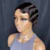 Brésilien Court Pixie Cut Perruque Perruques De Cheveux Humains Vraiment Mignon Doigt Vagues Coiffures pour Les Femmes Noires Full Machine Made Perruques