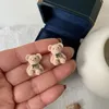 2022 Koreanska Kawaii Funny Bow Bear Stud Örhängen Söt plysch uttalande läcker örhänge för kvinnor tjej tecknade djur smycken