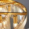 Moderne Gold-Kronleuchter-Lampe für Wohnzimmer, runde LED-Hängelampe für den Innenbereich, Luxus-Kristall-Schlafzimmer-Heimdekorationsleuchte