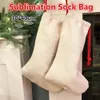 DIY Sublimation Blank Bags Printing Linen Stockings Christmas Decoration Socks Halloween Advertising Drawstring Sock Santa Sack Large Gift Personalized 2023