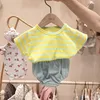 Neonate maschietti a righe 2 pezzi Set T-shirt casual in cotone estivo Ragazzo manica corta Set Pantaloncini per ragazze Completo Set di vestiti per bambini 220509