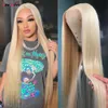 32 34 Inch Long 613 Blonde Bone Straight Lace Frontal Human Hair Wigs For Black Women Synthetic Closure Wig Cosplay Daily