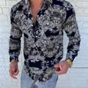 Mode Shirts voor Mannen Lange Mouw Casual Floral Print Shirt Herfst Jurk Camisa Button Turn-Down Collar Mannelijke Top 220322