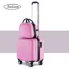 Beasumore Inch Korean Rolling Luggage Sets Spinner Women Suitcase Wheels Students Password Travel Bag Cabin Trolley J220707