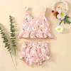 Citgeett Summer Kids Girl Cloths Daisy Floral Print Sloressless jarretl Tops Bants Short Set J220711