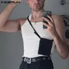 Mode Männer Tank Tops Einfarbig Oneck Ärmellose Dünne Urlaub Casual Westen Streetwear Party Männer Kleidung S5XL INCERUN 220527