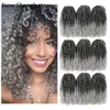 Kinky Curl Kısa Saç Modeli 8 inç 3pcs/Paket Afro Künky Twist Saç Sarışın Yumuşak Sentetik Tığ Örgüsü Saç Uzatma LS05