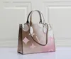 Nieuwste stijlen Onthego Tote Bag Designers Handtas Glamour gradiënt Kleur PU Leer Higt Quality Spring in The City Rainbow Rendering