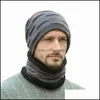 Beanie/Skull Caps Men Autumn and Winter Plus Veet Thick Warm Sticke Hats European American Woolen Hat Outdoor 20211231 T2 Drop Deli DHRPV