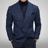 Kalenmos Spring Fall Winter Clothing Plaid Business Casual Blazer Mężczyźni Moda Slim Fit Formalne Single Siatek Kurtka 220409