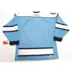 Nik1 2017 New Mens Womens Kids Personalizza ECHL Evansville Icemen 100% Ricamo Blu Bianco Personalizzato Qualsiasi nome Qualsiasi NO.Maglie da hockey economiche Goalit Cut