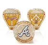 جودة عالية الجودة 9 لاعبين اسم حلقة Soler Freeman Albies 2021 2022 World Series Baseball Braves Team Team Ring مع هدية معجبين ذي مربع عروض خشبية.