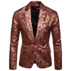 Blazer Jacket Party Highend Fashion Luxury Mens Golden Floral Blazers Business Casual Suit 220811