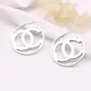 Simple rond plaqué or 18 carats argent 925 marque de luxe créateurs lettres géométriques célèbres femmes cristal strass perle coeur boucle d'oreille bijoux de fête de mariage