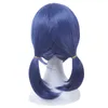 L-e-mail peruca de cabelo sintético marinette cosplay azul escuro duplo rabo cavalo em linha reta halloween resistent ao calor220505