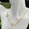 Double Letter Pendant Necklaces Luxury Gold Thin Chain Necklace Chic Diamond Necklace Hip Hop Women Jewelry Gift