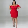 Plus size jurken perl xl-5xl bodycon dames kleding heup wrap club oufits sexy solide off schouder mini jurk feest banket slijtage