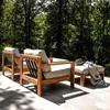 Camp Furniture High-End Outdoor Sofa Villa Sales Office Terrace Rattan Chair Coffee Table Waterproof Sunscreen Wood Leisure FurnitureCamp