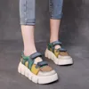 Sandaler kvinnor 2022 sommar ihålig andningsbara äkta läderkilar pumpar hög plattform avslappnad blandad färg sneakers kvinnliga skoessandaler
