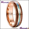 Wedding Rings Jewelry Anniversary Gift 6Mm Wide Plating Rose Gold Inlaid Acacia And Imitation Opel Dome Tungsten Steel Rings1 Drop Delivery