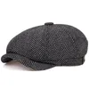 Berets Mens Sboy Cap Beret Hat Men Women Wild Hats Tweed Gatsby Octagonal Black White Herringbone Vintage Ivy Gorrasberets