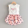 Bear Leader Summer Casual Children Sets Chiffon Flowers Blue T-shirt Pants Girls Clothing Kids Set for 3-7 Years 220326