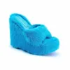 Futrzane kapcie damskie buty na koturnie damskie buty na wysokim obcasie Furry Drag Fashion Outdoor All-mecz buty kapcie Furry slajdy 220414