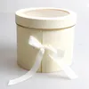 Dubbele laag ronde bloemenpapierboxen met lint creatieve roos boeket cadeau wrap verpakking kartonnen doos Valentijnsdag bruiloft decoratie sxa27