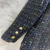 Kadın Ceketleri Kadın Kızlar Vintage Tweed Tasarımcı Blazer Peacoat Kireçli Ceket Milan Milan Pist Markası Lüks Elbise Mektubu Broş Üstleri Takım
