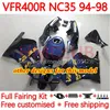 Kit carrozzeria per HONDA RVF400R VFR400 R N35 V4 VFR400R 94-98 134No.0 RVF VFR 400 RVF400 R 400RR 94 95 96 97 98 VFR400RR VFR 400R 1994 1995 1996 1997 1998 Carenatura Rosso di fabbrica