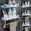 White Bathroom Shelf Space Aluminum Shower Basket Corner Shelves Shampoo Holder Kitchen Storage Rack Accessories Y200407