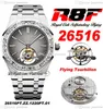 R8F 2652 Extra tunn handlindande Tourbillon Mens Watch 41mm SIHH Mechanical Diamonds Bezel r￶kt gr￥ urtavla rostfritt st￥l armband superutg￥va Pureitme A1