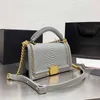 Senhoras aleta mini crossbody designer sacos de cor sólida couro genuíno clássico bolsas ouro-tom correntes metal cobra padrão portátil ombro