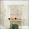 Andra heminredning Garden Rame Shelf 2 Tier Woven Tapestry Handmased Boho Decorative Floating Shees Bohemian Wallmontered Storage for Drop de