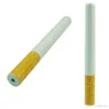 DHL Cigarette Shape Smoking Pipes Ceramic Cigarette Hitter Pipe Yellow Filter Color100pcsbox 78mm 55mm One Bat Metal4776293