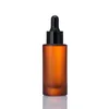 30ml 1oz Flat Shoulder Amber Brown Frosted Glass Bottles With Eye Dropper Pipette for Oil Perfume Skin Care Serum
