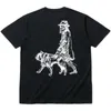 T-shirts män och kvinnor y3 skiss promenad hund karaktär tryck kortärmad bomull runda hals lösa skjortor